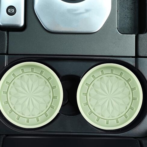Amooca Car Cup Coaster 4 Pack Universal Non-Slip Cup Holders Insert Coasters Cup Mats Car Interior Accessories Tea Green Flower in Saudi Arabia