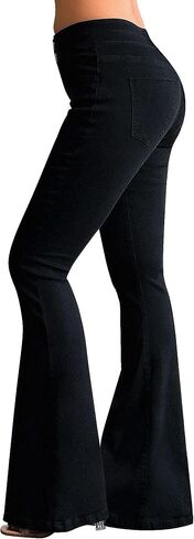 roswear Women’s Skinny Bell Bottom Jeans High Waisted Stretch Tummy Control Flared Jeans Long Denim Pants in Saudi Arabia