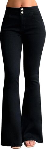 roswear Women’s Skinny Bell Bottom Jeans High Waisted Stretch Tummy Control Flared Jeans Long Denim Pants in Saudi Arabia
