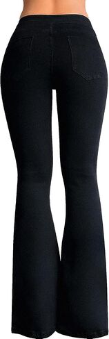 roswear Women’s Skinny Bell Bottom Jeans High Waisted Stretch Tummy Control Flared Jeans Long Denim Pants in Saudi Arabia