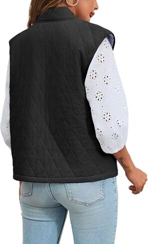 Tankaneo Womens Puffer Vest Sleeveless Open Front Quilted Jacket Lightweight Padded Gilet Coat with Pockets in Saudi Arabia