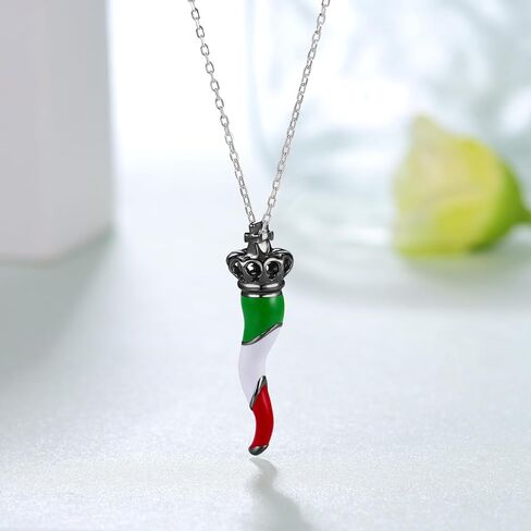 qielizhu Lucky Italian Horn Necklace forMan Sterling Silver Crown Horn Amulet Pendant Jewelry Gift for Unisex in Saudi Arabia