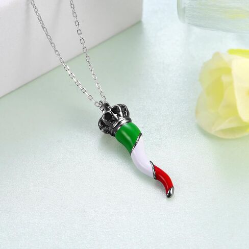 qielizhu Lucky Italian Horn Necklace forMan Sterling Silver Crown Horn Amulet Pendant Jewelry Gift for Unisex in Saudi Arabia