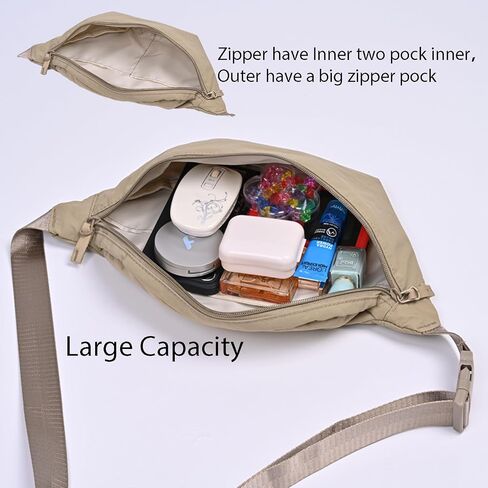 Large Crescent Cross Body Bag for Women and Men Pack Waist Pack for Running Crossbody Bags Adjustable Strap Black in Saudi Arabia