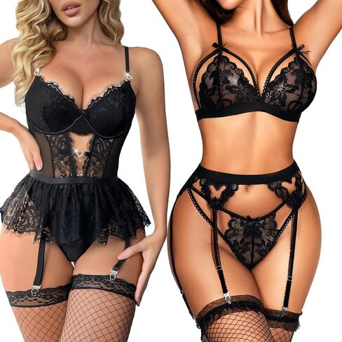 أطقم ملابس داخلية نسائية من الدانتيل مع أحزمة رباط in Kuwait