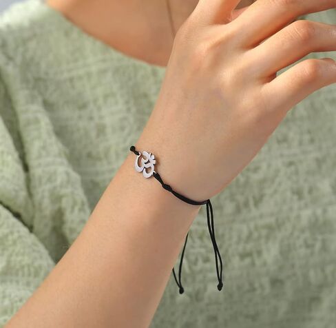 UNIFT Om Bracelet For Men & Women Stainless Steel Hindu Symbol Om Amulet Bracelets Charm Yoga Adjustable Bracelet Hypoallergenic Jewelry in Saudi Arabia