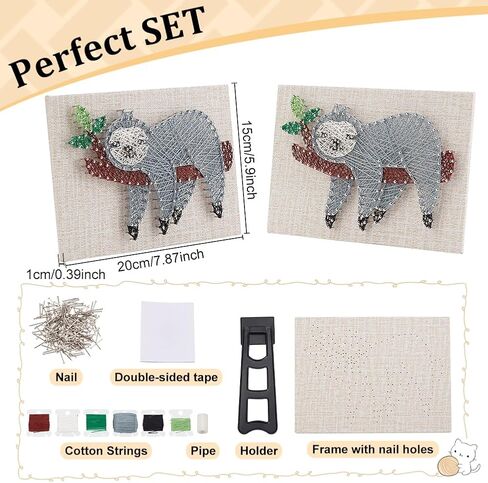 WEBEEDY DIY String Art Kit for Adults Beginners, Cute Sloth Animal Nail String Craft Kit, Include All Necessary Accessories and Frame Christmas Home Wall Decorations Unique Gift for Valentine's Day in Saudi Arabia
