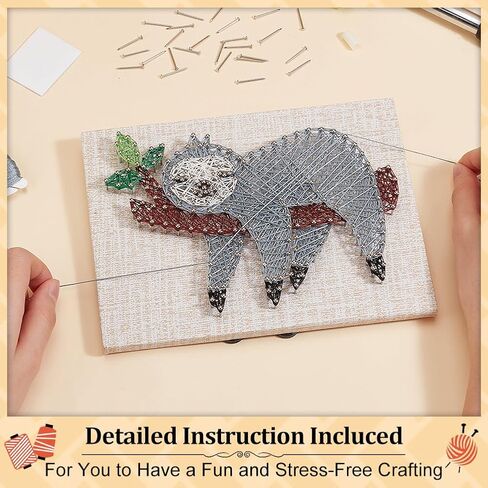 WEBEEDY DIY String Art Kit for Adults Beginners, Cute Sloth Animal Nail String Craft Kit, Include All Necessary Accessories and Frame Christmas Home Wall Decorations Unique Gift for Valentine's Day in Saudi Arabia
