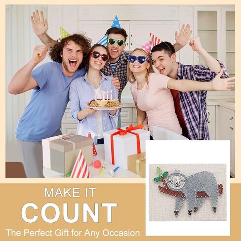 WEBEEDY DIY String Art Kit for Adults Beginners, Cute Sloth Animal Nail String Craft Kit, Include All Necessary Accessories and Frame Christmas Home Wall Decorations Unique Gift for Valentine's Day in Saudi Arabia