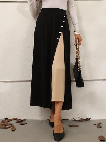 تنورة طويلة للسيدات من Avanova بفتحات جانبية وأزرار لأعلى وجيب عالية الخصر in Kuwait