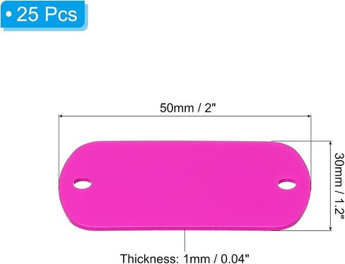 PATIKIL 25pcs Metal Stamping Blanks, Rectangle Stamping Tags Blanks Aluminum Plate DIY Name Tags 5x3cm Metal Engraving Blanks for Laser Engraving Stamping Craft Dog ID Tags, Hot Pink in Saudi Arabia