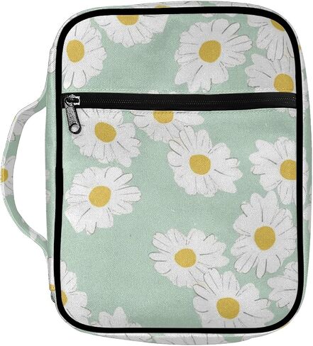 Daisy Book Cover Case Colorful Bible Cover Case for Women Girls Teens Waterproof Book Carrying Case Tote Bag with Handle Pocket,Light Green in Saudi Arabia