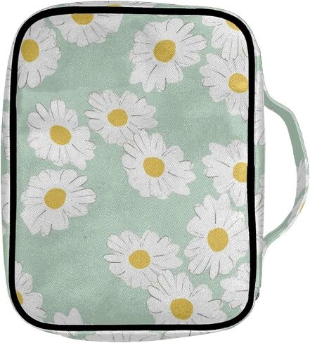 Daisy Book Cover Case Colorful Bible Cover Case for Women Girls Teens Waterproof Book Carrying Case Tote Bag with Handle Pocket,Light Green in Saudi Arabia