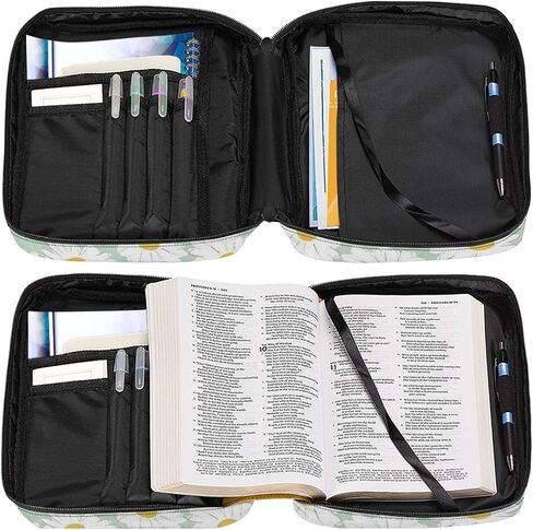 Daisy Book Cover Case Colorful Bible Cover Case for Women Girls Teens Waterproof Book Carrying Case Tote Bag with Handle Pocket,Light Green in Saudi Arabia