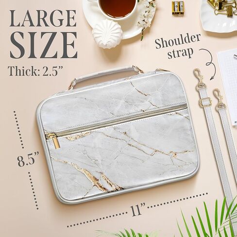 Bible Cover Removable Shoulder Strap, Multiple Pen slots Bible Case, Bible Cover PU Leather, Bible Case + Pen Markers Carry on Bible Case Cover, Bible Case Storage Back Pocket with Zipper in Saudi Arabia