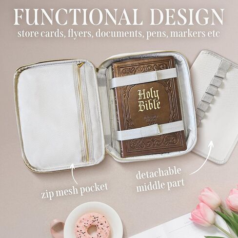 Bible Cover Removable Shoulder Strap, Multiple Pen slots Bible Case, Bible Cover PU Leather, Bible Case + Pen Markers Carry on Bible Case Cover, Bible Case Storage Back Pocket with Zipper in Saudi Arabia