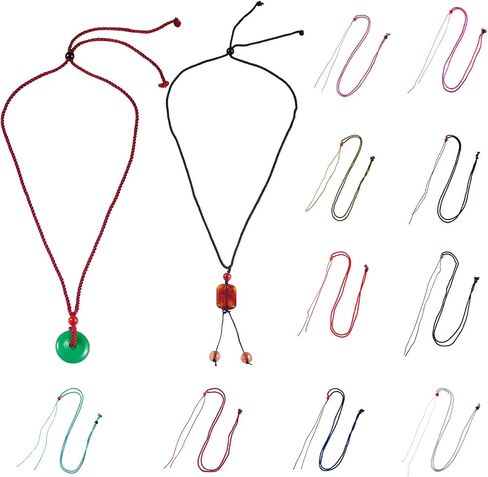 Beadthoven 20pcs 10 Colors Jade Ropes Braided Necklace Cord Rope Gemstone Pendant Holder Ropes Nylon Strings Cord for Jewelry Making Emerald Rope DIY Craft Supplies in Saudi Arabia