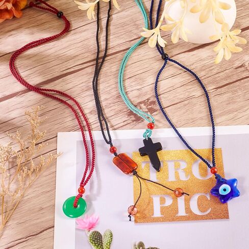 Beadthoven 20pcs 10 Colors Jade Ropes Braided Necklace Cord Rope Gemstone Pendant Holder Ropes Nylon Strings Cord for Jewelry Making Emerald Rope DIY Craft Supplies in Saudi Arabia