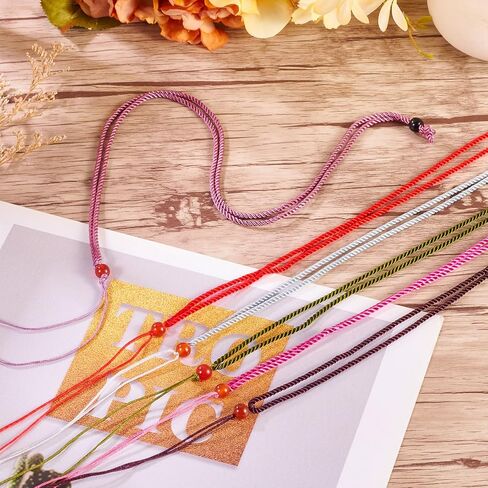 Beadthoven 20pcs 10 Colors Jade Ropes Braided Necklace Cord Rope Gemstone Pendant Holder Ropes Nylon Strings Cord for Jewelry Making Emerald Rope DIY Craft Supplies in Saudi Arabia