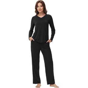 WiWi Women's Soft Loungewear Pajamas Set with Long Sleeve and Pants Comfortable Sleepwear Viscose from Bamboo S-XXL