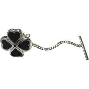 Kiola Designs Black Four Leaf Clover Tie Tack
