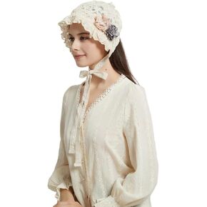 Women's Colonial Bonnet Cap Vintage Costume Accessory Lolita Hat Cute