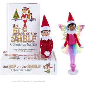 The Elf on The Shelf Scout Girl (لون فاتح/فتاة ذات عيون زرقاء) مع Magifrez Rainbow Snow Pixie