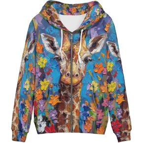 PinUp Angel Women Zip Up Hoodie Cute Oil Painting Graphic Clothes Oversized Sweatshirt Jacket Streetwear Coat