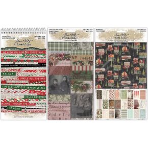 Tim Holtz Idea-ology Christmas 2024 Sticker Book, Large Collage Strips & Backdrops - 3 Item Bundle