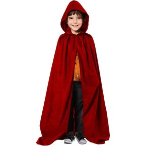 candyfouse Kids Halloween Hooded Cloak Velvet Cape, Halloween Cosplay Costumes Ages 3 to16