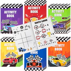 JAPBOR Race Car Coloring Books - 24PCS Mini Racing Cars Activity Color Books Bulk for Kid Party Favors, Truck Transportation Themed Small Colouring Pages for Birthday Gifts Class Drawing Painting Game
