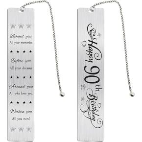 Jzxwan 90th Birthday Gift Ideas - Stainless Steel Bookmark with Inspirational Letter for Men and Women