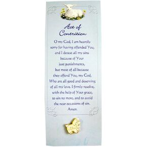 First Reconciliation Prayer Guide Card and Lapel Pin for Kids, Book Mark with Act of Contrition, 6 Inch