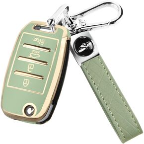 for Kia Flip Key Fob Cover, Soft TPU 4 Button Key Shell Case for Sorento Sportage Rio Soul Forte Optima Carens Picanto Keyless Entry Folding Key Fob, Blue