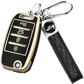 for Kia Flip Key Fob Cover, Soft TPU 4 Button Key Shell Case for Sorento Sportage Rio Soul Forte Optima Carens Picanto Keyless Entry Folding Key Fob, Blue