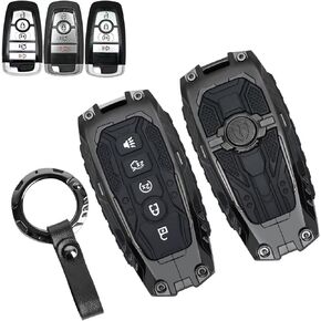 OMU Metal Key Fob Cover Case Compatible with Ford, Zinc Alloy Keychain Compatible with 2021-2024 Bronco&2017-2024 Fusion Edge&2018-2024 Mustang Explorer Expedition F150 F250 F350