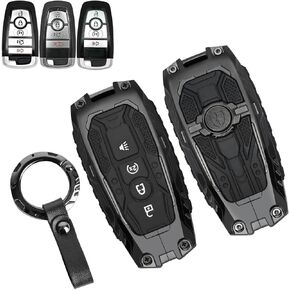 OMU Metal Key Fob Cover Case Compatible with Ford, Zinc Alloy Keychain Compatible with 2021-2024 Bronco&2017-2024 Fusion Edge&2018-2024 Mustang Explorer Expedition F150 F250 F350