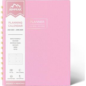 Planner 2024-2025, Weekly & Monthly Planner Jul.2024-Jun.2025, AIMPEAK Daily Planner 2024-2025, Academic Planner 2024-2025 for Women, Calendar Planner Faux Leather Cover, Pink, 5.5"x8.5"