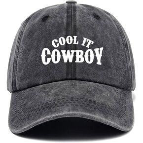 Cool It Cowboy,Funny Baseball Cap,Funny Hats,Cowboy hat,Vintage Caps,Adjustable Cotton Baseball Cap for Men Women Black