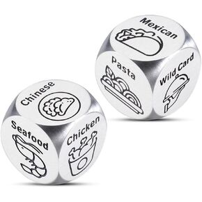 White Elephant Gifts for Adults, Stocking Stuffers for Men Women, Matching Couple, Wedding Gifts for Couples Home, Anniversary Sweetest Valentines Day Gifts, 2PCS Food Decision Dice