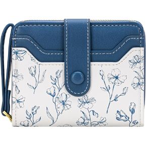 BIAOTIE Wallet for Women Cute Floral Flower Wallet RFID Credit Card Holder Purse Small Bifold Zipper Coin Pocket Purse with ID Windows (Rose Pink)