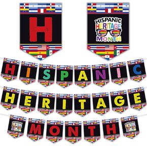 Hispanic Heritage Month Banner, Spanish Speaking Countries Decorations Latin American Flag National Hispanic Heritage Month Decorations for Indoor Outdoor