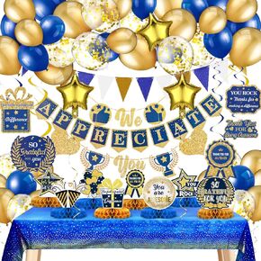 نحن نقدر لك ديكورات الحفلات، ديكور طاولة تقدير الموظفين، معلقة مسبقًا، نحن نقدر لك لافتة مفرش المائدة على شكل قرص العسل، بالونات معلقة حلزونية لمعلم الموظفين in Kuwait