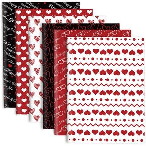 AnyDesign 90 Sheets Valentine's Day Tissue Paper Red Black Heart Gift Wrapping Paper Decorative Art Craft Paper for DIY Crafts Home Party Gift Bags Decor, 13.8 x 19.7 Inch