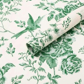 Whaline 60 Sheets Sage Green Floral Tissue Paper Green Bird Rose Flower Gift Wrapping Paper Chinoiserie Art Paper for Birthday Baby Shower Party DIY Crafts, 14 x 20 Inch