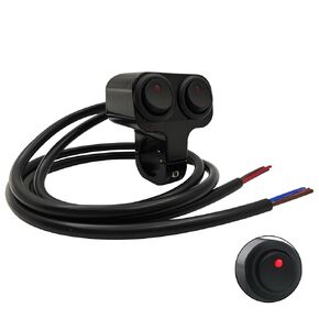 Handlebar Switch 7/8" for Motorcycle, ON-Off Light Switch with Dual Red Dot Indicator Button and Aluminium Alloy Base, 12V Double Control Kill Button Switch for ATV Dirt Bikes