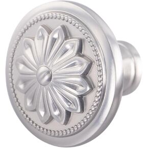 12 Pack - Brushed Satin Nickel Cabinet knobs,1.4"(36mm) Diameter Round Brushed Nickel Knobs for Cabinets,Flower Nickel knob for Drawers Dresser,Knobs for Cabinets and Drawers Brushed Nickel