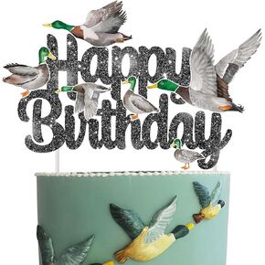 Mallard Duck Cake Topper Mallard Duck Happy Birthday Cake Topper Duck Hunting Birthday Decoration Mallard Duck Birthday Cake Topper for Duck Theme Birthday Party Supplies