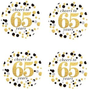2" Round 50 Pack of Cheers to 65 Years Label Stickers Birthday Party Sticker Labels 65th Birthday Party Favor Stickers 65th Birthday Party Decoration
