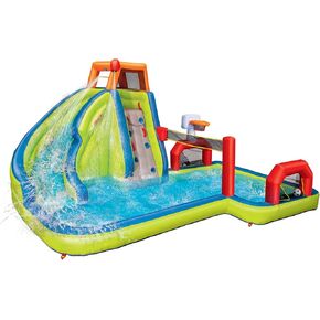 Banzai Aqua Sports Splash Pad Water Park Outdoor Inflatable Waterslide with Climbing Wall and Activities